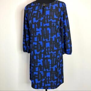 Tahari Size 10 Black and‎ Blue Color Sheath Dress